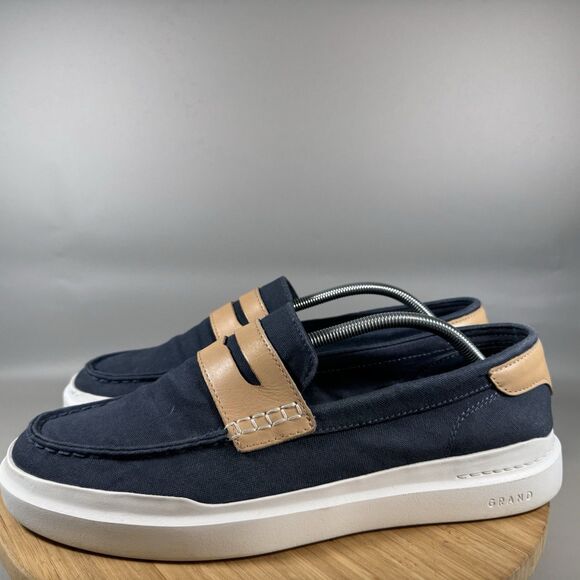 Cole Haan Mens GrandPro Rally Canvas Penny Loafers Size 11 M Blue Beige C34727 - Picture 3 of 8
